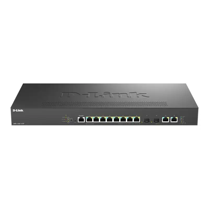 Smart+ L2+ 8 ports 2,5 GbE PoE+ & 2 ports Multigiga 10 GbE + 2 ports 10 GbE SFP+ - Budget PoE 240 W (DMS-1250-12TP/E)_1